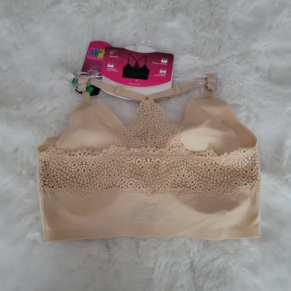 🐻MAIDENFORM PURE COMFORT V-NECK PULLOVER LACE BACK BRA SIZE L/DD - Picture 6 of 7